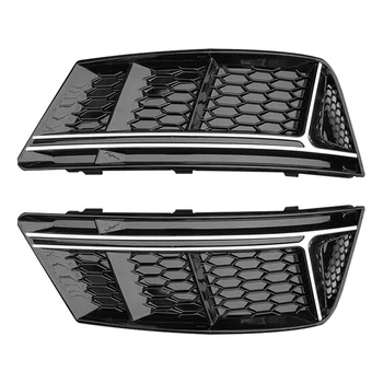 Для Audi A4 B9 Стандартный бампер 2016-2019 Передний бампер Крышка противотуманной фары Отделка противотуманных фар Решетки из ячеистой сетки 0