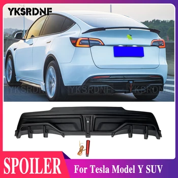 Для внедорожника Tesla Model Y 2020 + 4-Дверный Диффузор Заднего Бампера Для Губ ABS ярко-черный Вид Боковой Разветвитель Защитная Пластина Крышка Подбородка