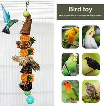 Забавная игрушка для укуса попугая из натурального материала, устойчивая к укусам, без заусенцев, игрушка для укуса Попугая, игрушка для жевания птицы в клетке для домашних животных, игрушка для птиц, Игрушка для птиц 0