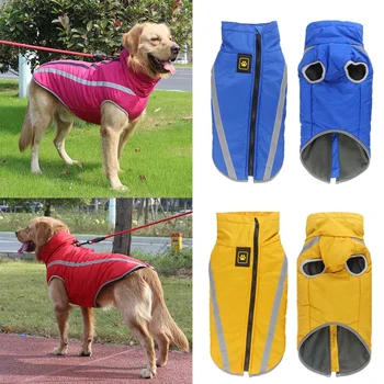 Одежда для крупных собак Зимние теплые куртки для больших собак, флисовая шубка для домашних животных, защитная светоотражающая дизайнерская одежда для собак