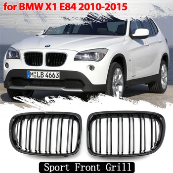 Передняя решетка радиатора, решетки капота -двойная линия для BMW X1 E84 2010-2015 Глянцевая черная Решетка радиатора передней почки автомобиля, автомобильные аксессуары