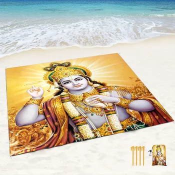 Пляжное одеяло Vishnu, пескостойкий пляжный коврик, водонепроницаемый быстросохнущий легкий коврик для пикника на открытом воздухе с карманом для кемпинга, путешествий 0