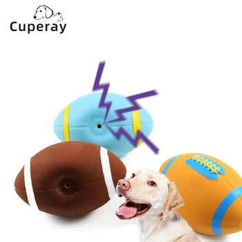 Скрипучая латексная игрушка для собак, мячи для футбола, регби, Интерактивная обучающая игрушка для маленьких средних и крупных собак, разноцветный мяч, игрушка для домашних животных