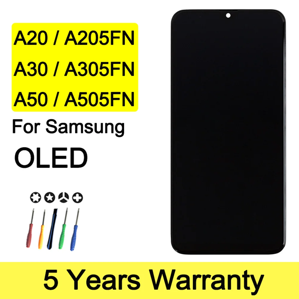 100% Новый Оптовый OLED-дисплей Для Samsung Galaxy A30 A50 A20 SM-A305DS A305 A505 A205 ЖК-дисплей С Сенсорным Экраном, Дигитайзер С Рамкой
