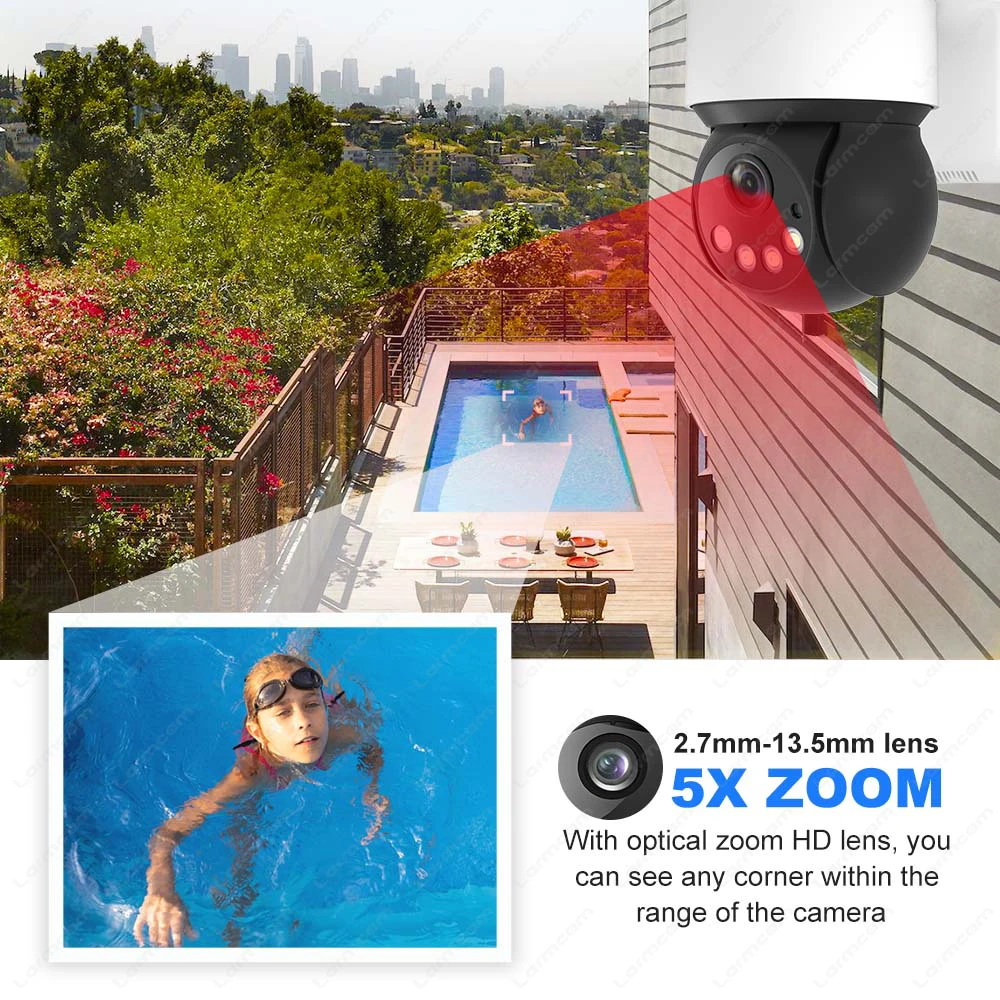 4G Sim-камера Наружная 5-Мегапиксельная Защита безопасности 4K 8MP WiFi CCTV Видеонаблюдение IP-камера с 5-кратным зумом NVR AI Tracking Mini PTZ CamHi 1