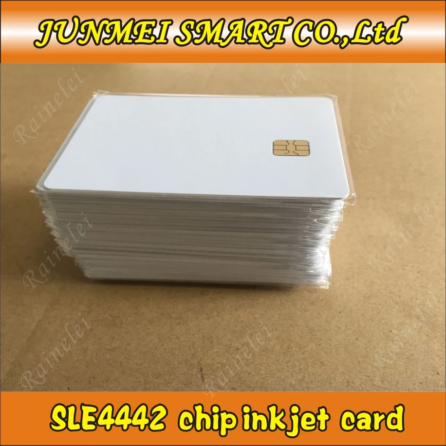 50 Шт белой ПВХ микросхемы для струйной печати с картой SLE 4442 ISO 7816 пустой Смарт-контактной Микросхемы Для Струйного Принтера Epson/Canon
