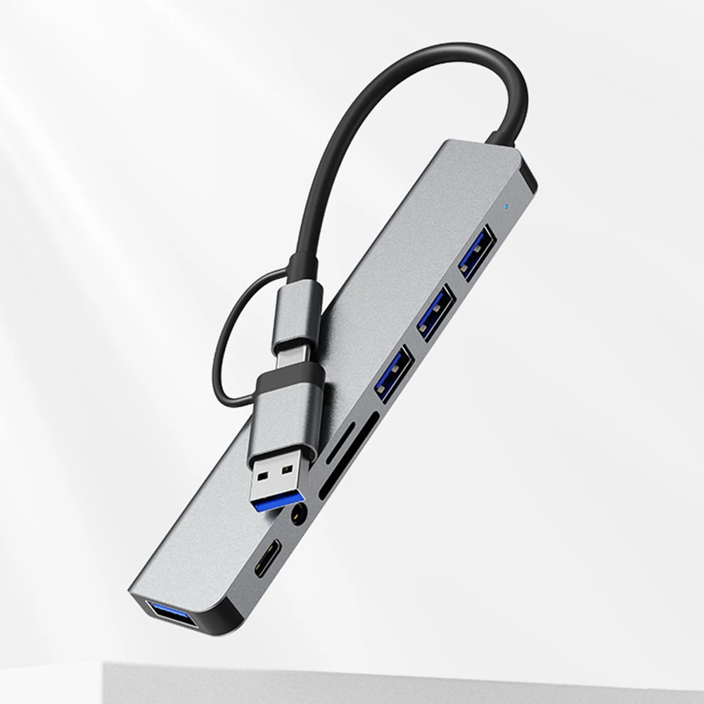 8 В 1 USB C Концентратор Скорость USB 3,0/2,0 Порты 5,0 Гбит/с Адаптер-концентратор Type-C 3,5-мм Разъем для ПК с USB C/Samsung S8-10/Huawei Mate10/P20/P30 0