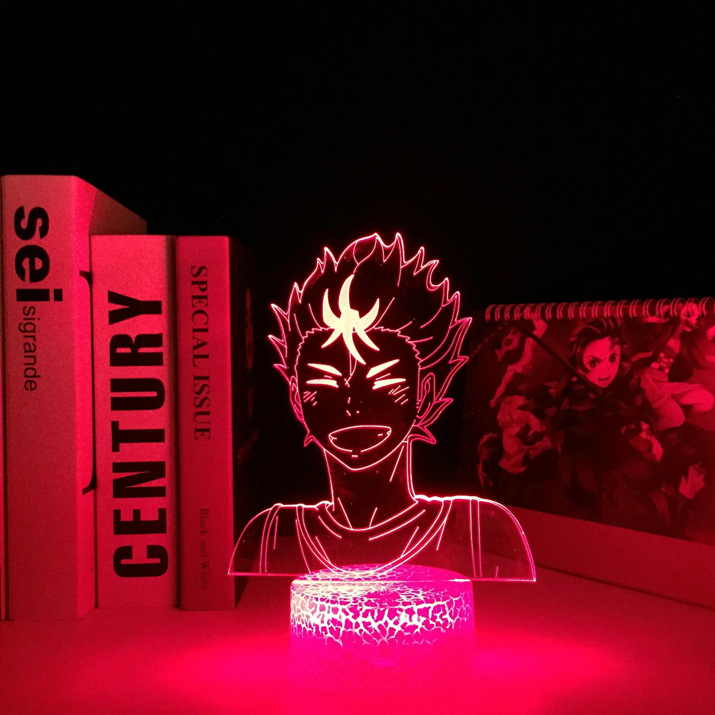 Haikyuu Аниме Yu Nishinoya Манга 3D Лампа LED Белое Основание Ночник для Детской Спальни Декор Ночник Подарок Ребенку На День Рождения
