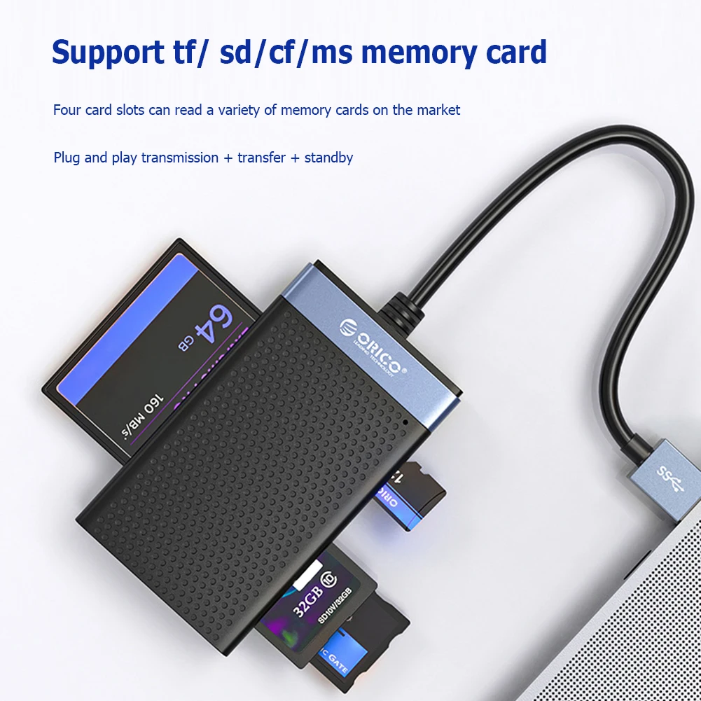 ORICO USB 3,0 USB C Кард-Ридер 4 в 1 Устройство Чтения Смарт-Карт Памяти SD TF CF MS Compact Flash Card Адаптер 15 см Кабель для Ноутбука 0
