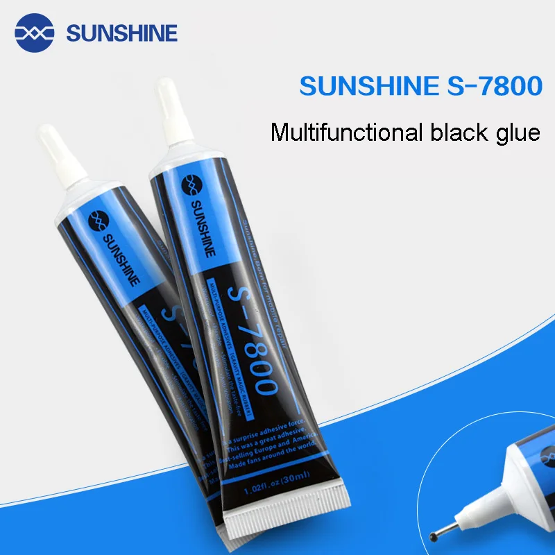 SUNSHINE S-7800 30 МЛ Черный мягкий клей для ремонта телефона Клей для ЖК-экрана в липкой рамке Клей для уплотнения трещин Многофункциональный