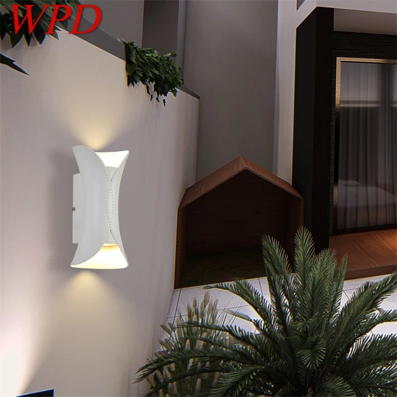 WPD Настенное бра для патио, белые наружные настенные светильники, Водонепроницаемые IP65, Креативный Новый дизайн для дома, веранды, балкона, виллы во внутреннем дворе 0