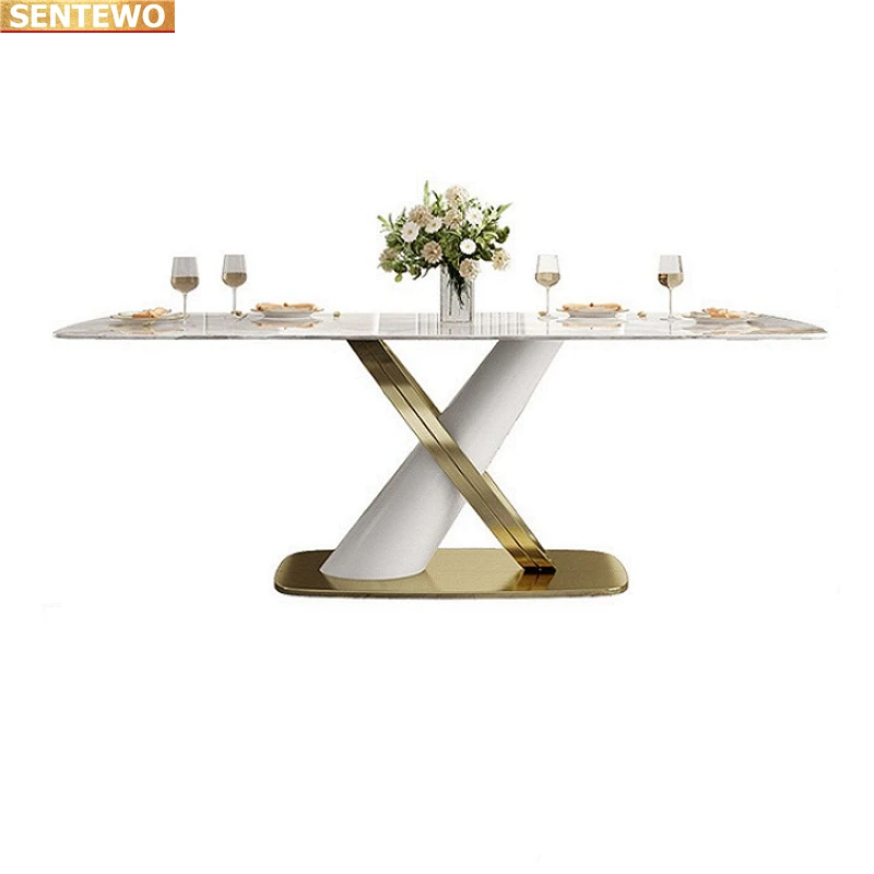 Дизайнерская роскошная кухня с мраморной плитой и обеденным столом на 4 6 стульев mesa de jantar tavolo pranzo с золотой основой из нержавеющей стали 0