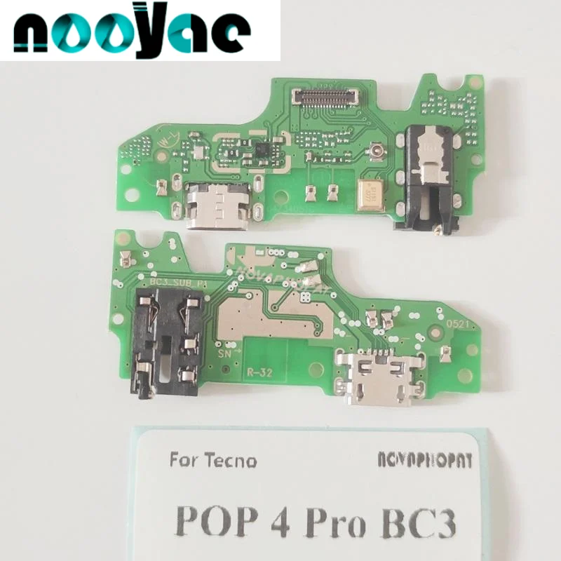 Для Tecno POP 4 Pro BC3 USB док-станция Разъем для зарядного устройства Аудиоразъем для наушников Плата для зарядки микрофона с микросхемой