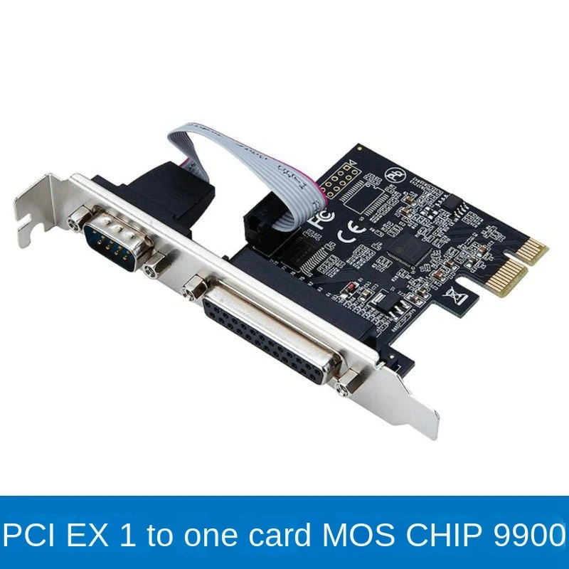Карта PCI express с последовательным и параллельным портом RS232 Com-порт принтера PCIe PCI-e riser Card moschip 9900