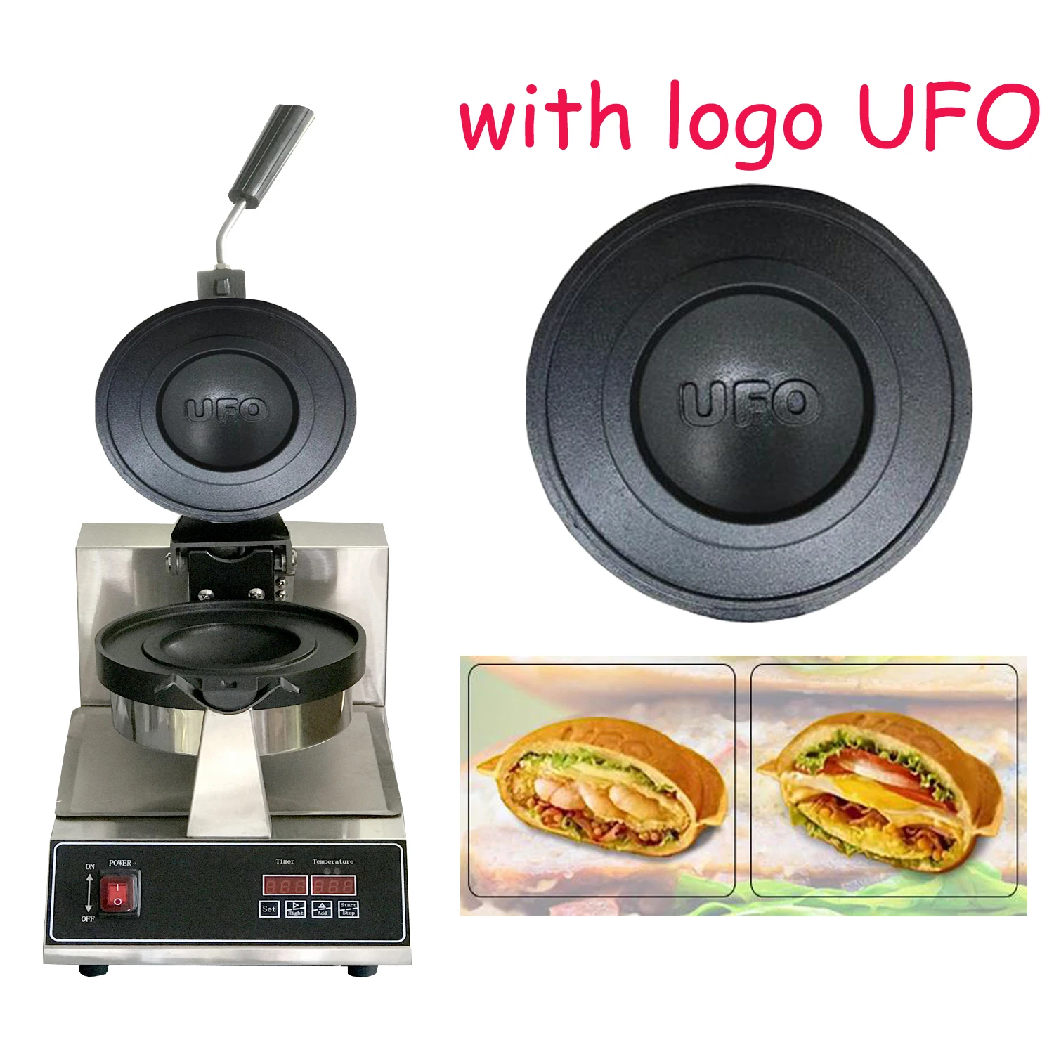 Коммерческий цифровой тип, тарелка для бургеров UFO, пресс для сэндвичей, пресс для мороженого, Панини, Электрическая машина для производства вафель для мороженого.