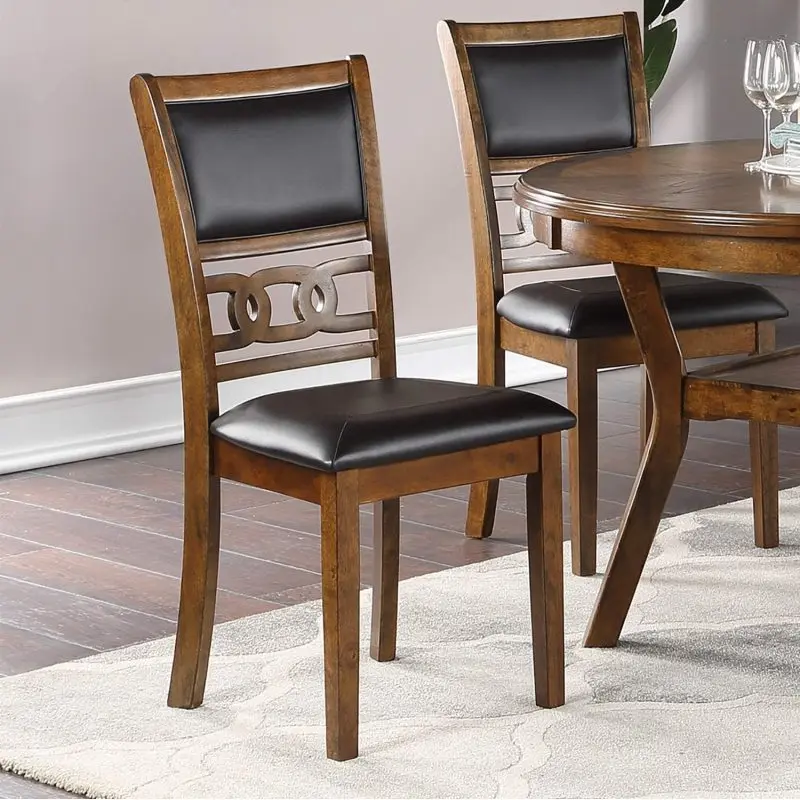 Мебель для столовой с отделкой из орехового дерева, набор из 2 боковых стульев с подушками, Уникальные кухонные стулья для завтрака со спинкой