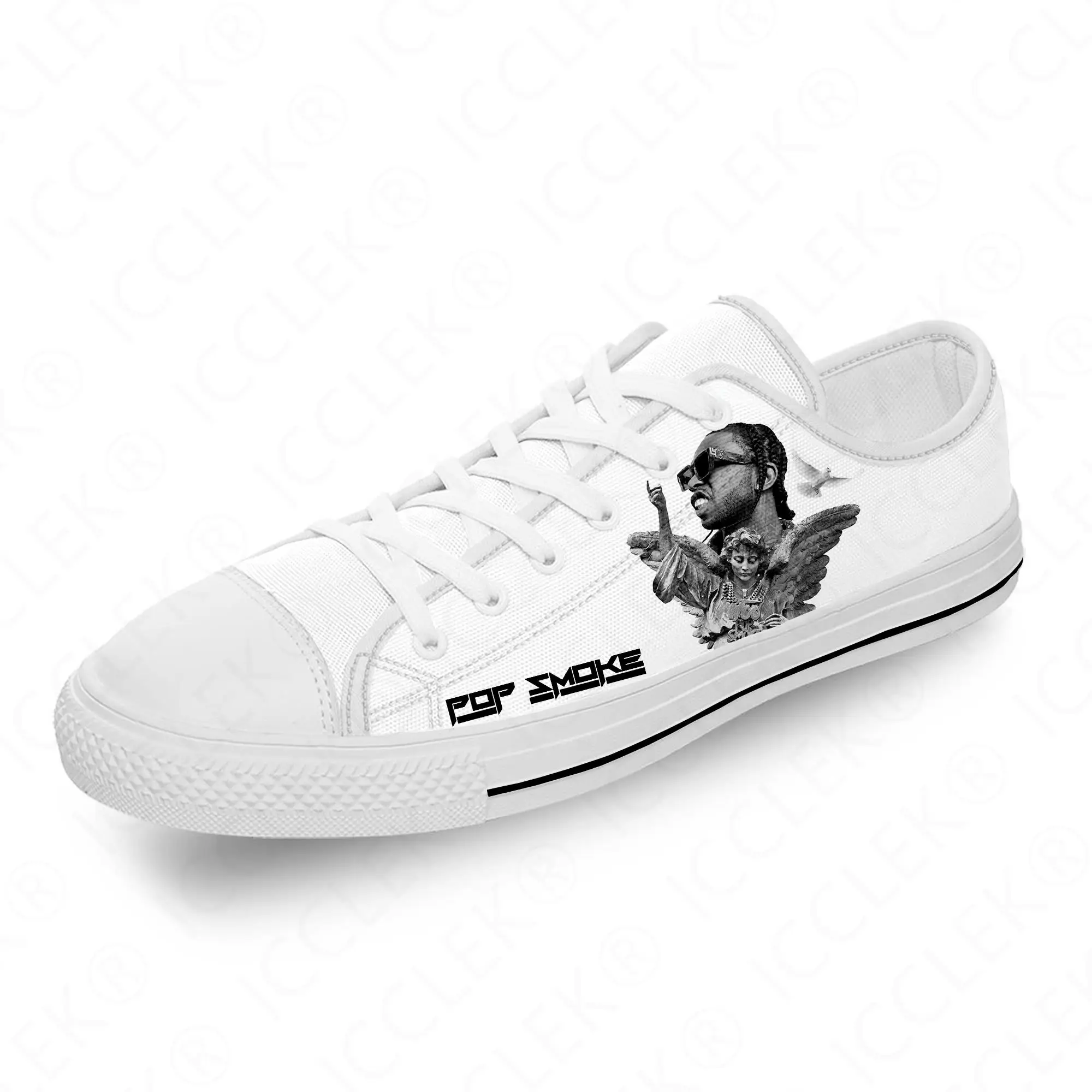 Поп Дым Рэп Рэпер Хип-Хоп Музыка Белая Ткань Мода 3D Принт Низкий Верх Парусиновая Обувь Мужчины Женщины Легкие Дышащие Кроссовки