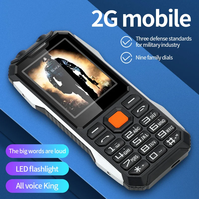 Прочный Мобильный Телефон A6 С Двумя Sim-Картами 2,8 Дюйма, Ударопрочный, Большой Шрифт, Громкий Голос, Сильная Вибрация, Ультратонкий Фонарик Для Мобильного Телефона Старика